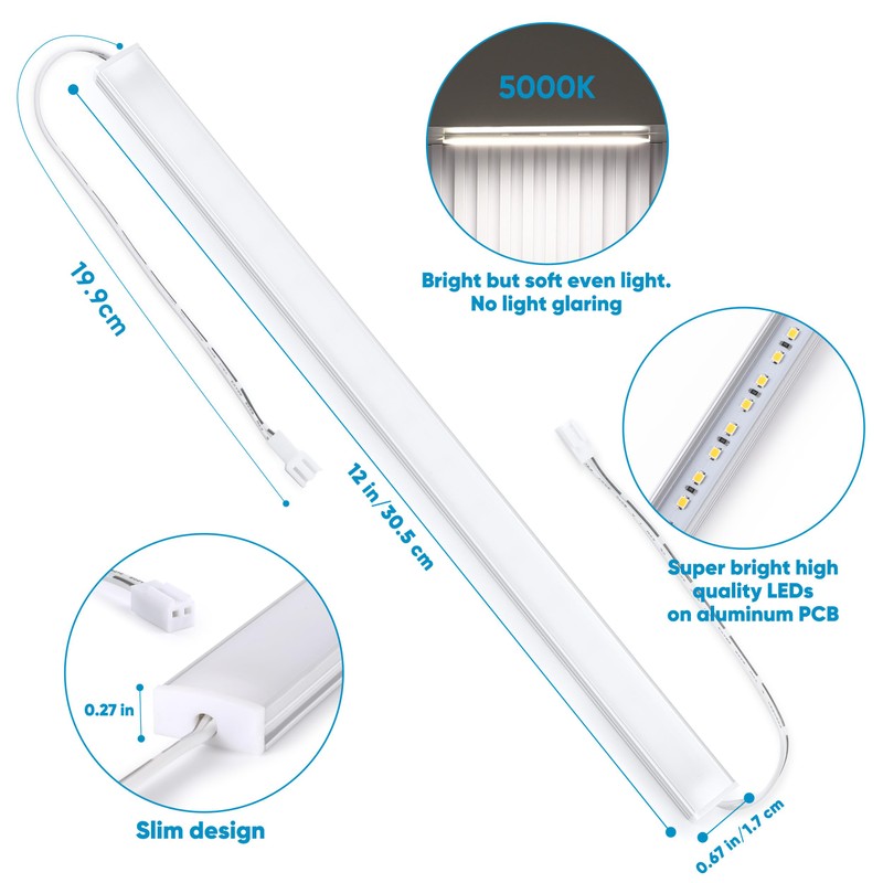 Litever Under Cabinet Lights Plug in, 6 pcs 12 Inches
