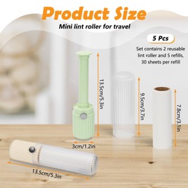LELE LIFE 2Pcs Mini Lint Roller, Travel Lint Roller for Clothes Extra Sticky Small Portable Lint Roller with Cover, Cat Dog Pet Hair Remover with 5 Refills (Yellow+Green Lint Roller)