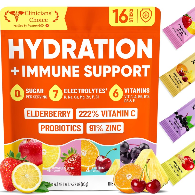 Venture Pal 2-in-1 Hydration Packets + Immune Electrolytes Powder with