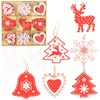 com-four® Christmas Tree Decoration, 27-Piece Wooden Pendant Set, Christmas Tree