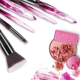 DUAIU Makeup Brushes Set 15 Premium Synthetic Bristles Crystal Handle Kabuki Foundation Brush Face Lip Eye Makeup Brush Set Professional with Starry Gift Box (Purple)