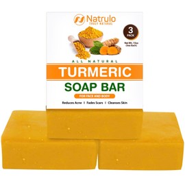 Natural Turmeric Soap Bar for Face & Body – Turmeric Skin Brightening Soap for Dark Spots, Intimate Areas, Underarms – Turmeric Face Wash Reduces Acne, Fades Scars & Cleanses Skin – 5oz Turmeric Bar Soap for All Skin Types Made in USA (5 Ounce (Pack of 3