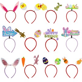 GREATRIL Easter Party Headbands Headwear Favors Supplies for Easter Holiday Photo Booth Accessories, Pack of 12