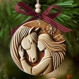 Horse Ornaments for Christmas Tree, Horse Gifts for Women, Girls, 2024 Horse Ornament, 3D Acrylic Ornament, Horse Gifts for Horse Lovers, Not a Carved Sculpture, Girl and Horse Ornament