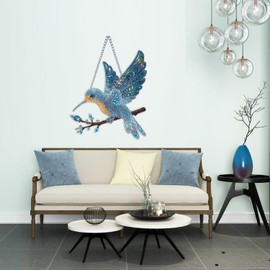Hummingbird Diamond Art Hanging Kit for Adult, DIY Acrylic 5D Special Shaped Crystal Diamond Gem Art Painting Hanging Ornament for Home Wall Decor and Gift