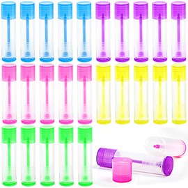 SevenFish 25pcs Empty Lip Balm Containers Tubes, 5.5ml Colorful Lipstick Tubes Plastic Lip Balm Containers with Cap for DIY Lip Balm Lipstick (Yellow/Green/Purple/Pink/Blue)