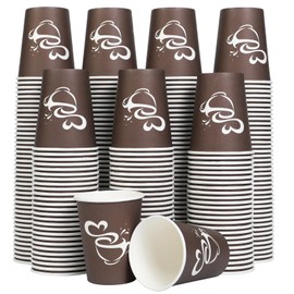 Clawsoff 300 Count 12 oz Paper Coffee Cups, Disposable Drinking Cups for Hot or Cold Beverage, 12 ounce Brown Coffee Cups for Party, Business, Travel, Picnic