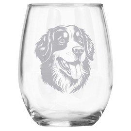 Bernese Mountain Dog Breed Themed Engraved Stemless Wine Glass, Unique Pet Gift for Berner Mom/Dad, Dog Lover Gifts for Her/Him