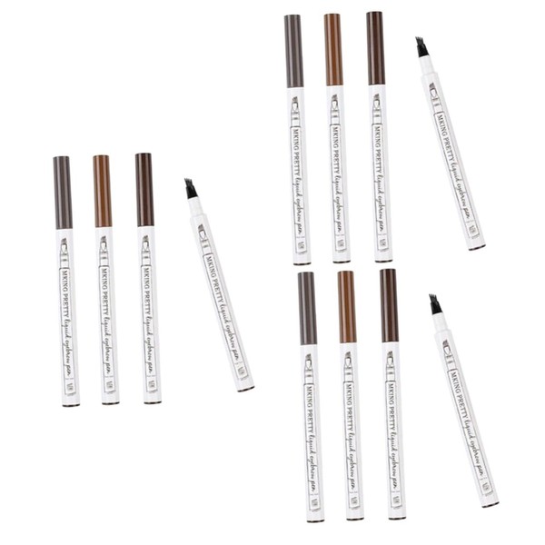 Beavorty 12pcs Liquid Eyebrow Pen Four-pronged Eyebrow Pencil for Natural