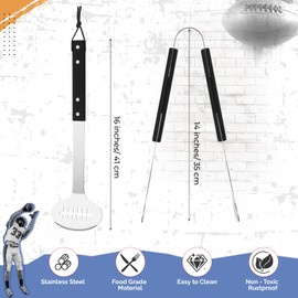 Baderke 3 Pcs BBQ Tools Set Golf Football Style Grill Accessories with Wooden Handle Outdoor Stainless Steel Grill Utensils Set for Men Father's Day Golf Dad Christmas Birthday Gift (Football)