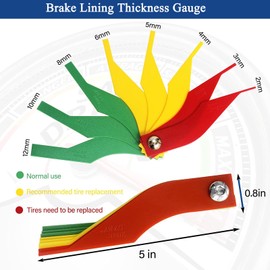 Combination Brake Lining Thickness Gauge - Upgraded Metal Brake Lining Thickness Gauge, Steel Car Automotive Brake Pad Measuring Ruler Tool/Measure Disc and Drum Brake Pads Color Coded/SAE & Metric