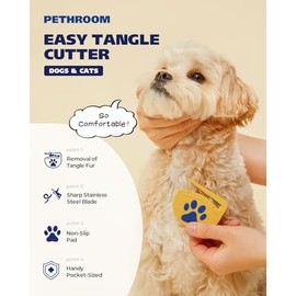PETHROOM Easy Tangle Cutter for Dogs & Cats | Professional Dematting Tool with Steel Blade | Cat Matted Fur Remover | Safe & Gentle Pet Grooming Comb for Long & Medium Coats