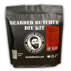 Bearded Butchers Old Fashioned Ring Bologna DIY Kit with Natural Cure – Classic Ring Bologna Flavor – Includes Salt and Pepper, Collagen Casings, Encapsulated Citric Acid, Celery & Cherry Powder, Garlic & Hickory Smoke Powder – Makes 25 lbs – Just Add Beef, Venison, or Pork