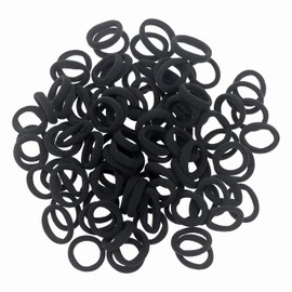 100 Pack Black Color Nylon Small Hair Ties Seamless Colorful Ponytail Holder Toddlers Baby Girls' Hair Elastics