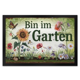 speecheese Bin im Garten Butterfly and Flowers Door Mat XL in 40 x 60 cm for Garden Lovers - Funny Door Scraper with Saying