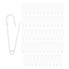 M METERXITY 60-Pack Large White Safety Pins, 2" Spring Lock Pins for Fashion/Clothes/Sewing/Quilting/Upholstery/Laundry/DIY Craft/Decorative, Iron Material