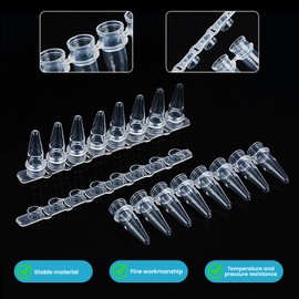 0.2ml PCR Tubes Strips with Flat Caps (8-Tube Strips, 200 Strips/Bag) - Thin-Wall Polypropylene Tubes for PCR Experiments, High Heat Transfer