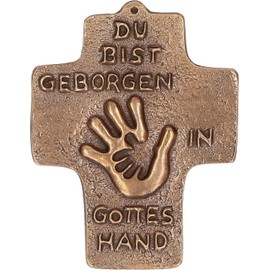 Butzon & Bercker Communion Cross "Geborgen in Gottes Hand" Bronze 10 cm First Communion