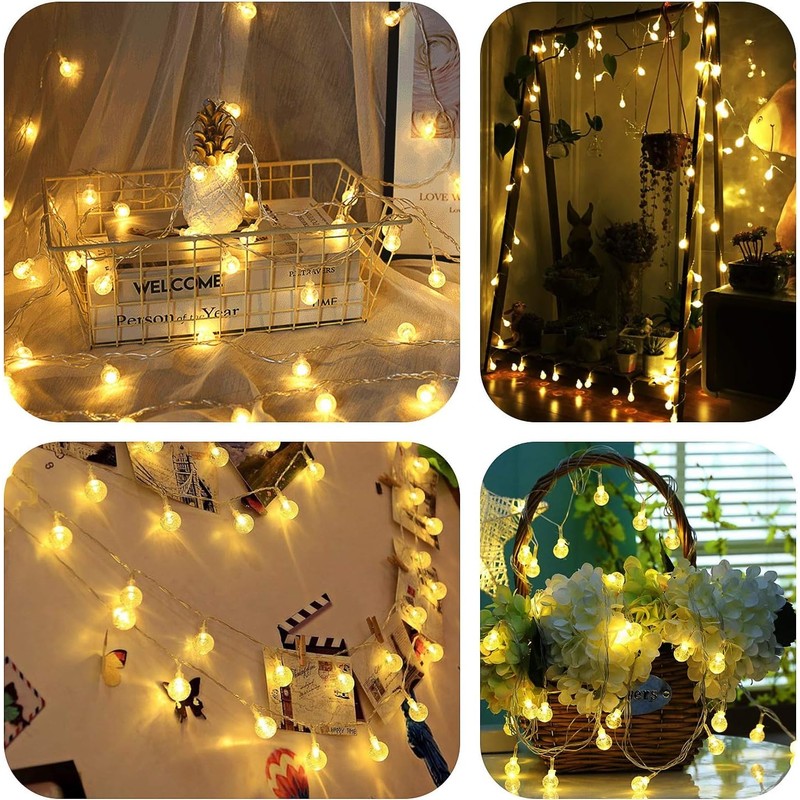 LOENDE Battery Operated Globe String Lights 16FT Waterproof 30 LED