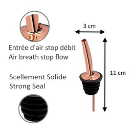 Copper Pourer x 12 Bar Cocktail Spirits Medium Flow Adjustable for All Types of Bottles Bar Accessories