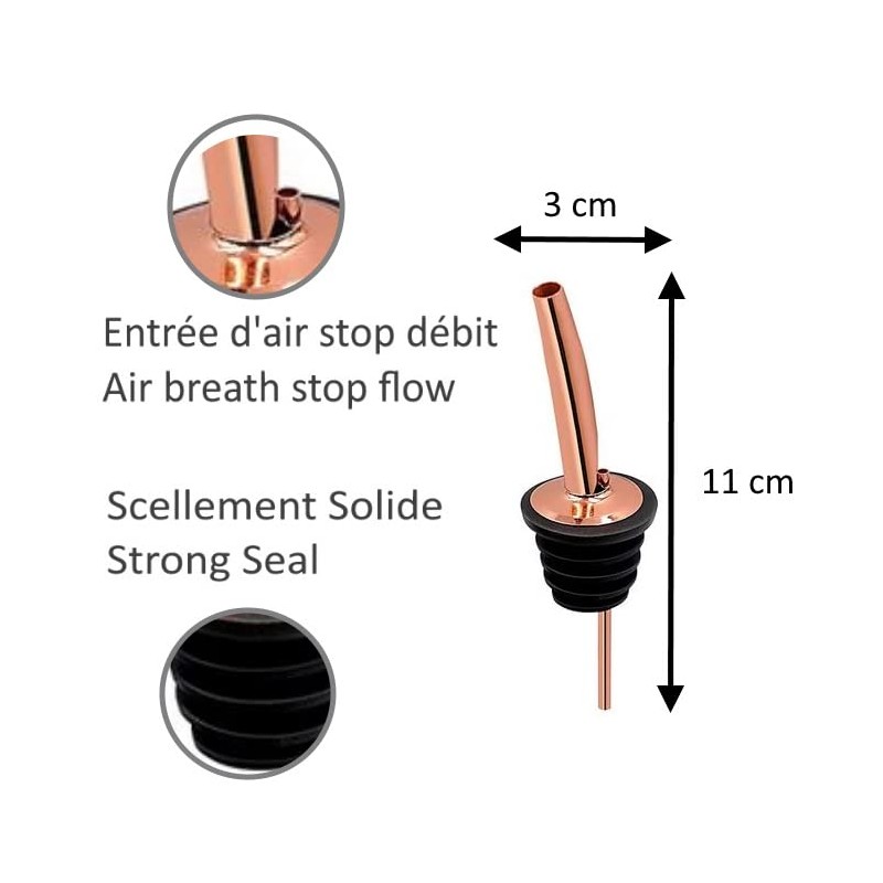 Copper Pourer x 12 Bar Cocktail Spirits Medium Flow Adjustable