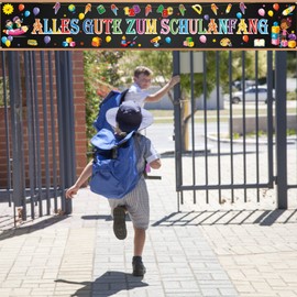 LAMEK Alles Gute Zum Schulanfang Banner 300 x 50 cm Einschulung Welcome Garland Banner School Introduction Extra Long Background School Child School Start Decoration for School Day Boys Girls, Black