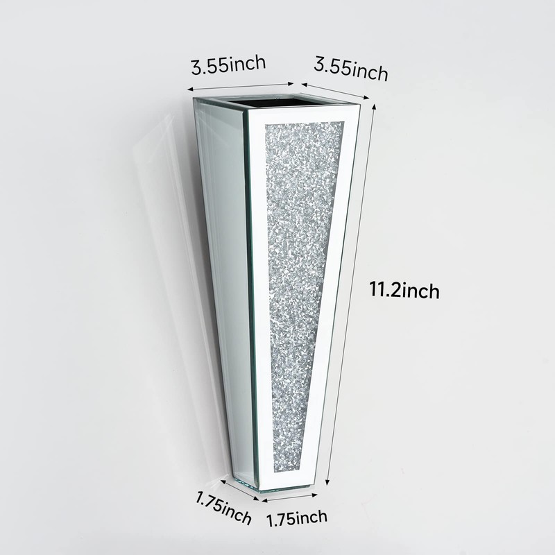 Crystal Wall Vase Hanging Flower-vase - Silver Crushed Diamond Mirrored