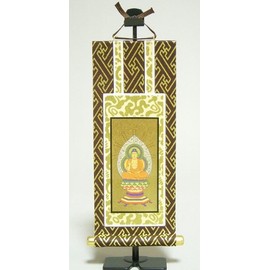 掛軸 仏壇 For 臨済宗 本尊 (Sitting Buddha) 30 Teen Brown Gold (Scroll only)