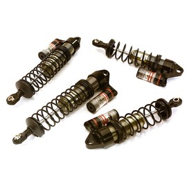 Integy RC Model C28802GREY Billet Machined Piggyback Shock Set (4) for Traxxas 1/10 Slash 2WD & Nitro Slash