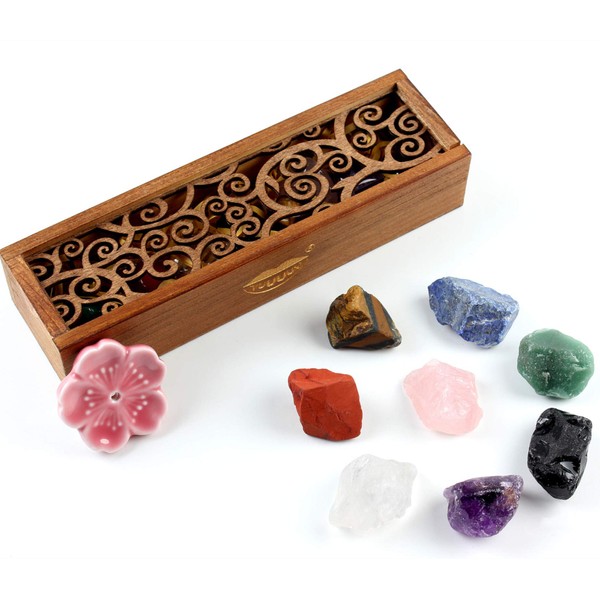 vuUUuv Chakra Stones Set -Natural Rough Raw Stone Reiki Healing Crystals for Healing, Meditation, Chakra Balance or Ritual（ Rough8 pcs）