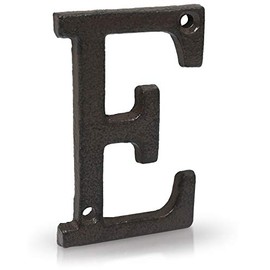 Basic Fundamentals 3-Inch Cast Iron Letters for Wall and Mailbox - Letter E - Industrial Design Mailbox Letters for Address Sign and House Decor - Black Brown