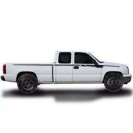 Factory Crafts Vinyl Decal Wrap for Chevy Silverado 1500 Extended Cab 99-07 RALLY STRIPE BLACK