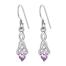 925 Sterling Silver Celtic Knot Earrings For Women, Womens Dangling Earrings, Alexandrite June Birthstone Dangle Earrings, Earrings for Women Irish Luck