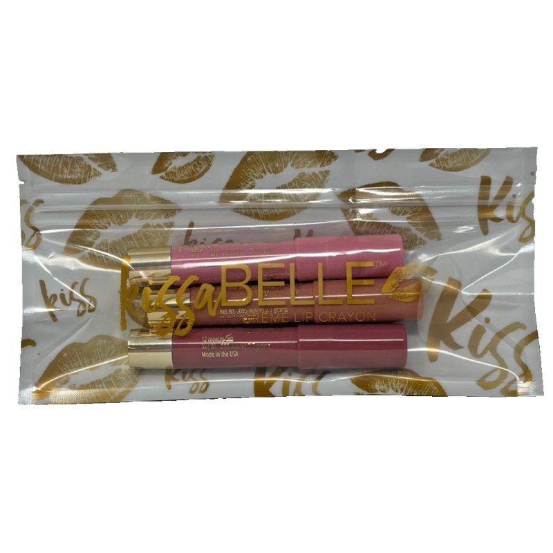 Belle Beauty KissaBELLE Lip Crayon Trio Buff Pink, Blossum, Pink