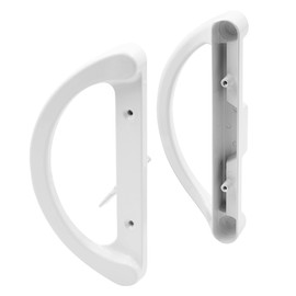 Prime-Line C 1360 Sliding Door Handle Set, Mortise Style, 3-15/16 In. Hole Center, White Finish (D Pull Interior/D Pull Exterior)