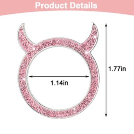 LKAHG Bling Car Engine Start Stop Decoration Ring, Crystal Rhinestone Auto Engine Push Start Button Ring Cover, Vehicle Start Button Lgnition Starter Knob, Universal for RV, SUV, Truck (Pink)