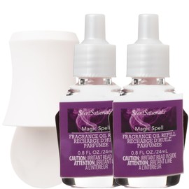 Scentsationals Plug in Air Freshener Starter Set – Swivel Plug Fragrance Oil Diffusers & 2 Long Lasting Scent Refills - Magic Spell Scent