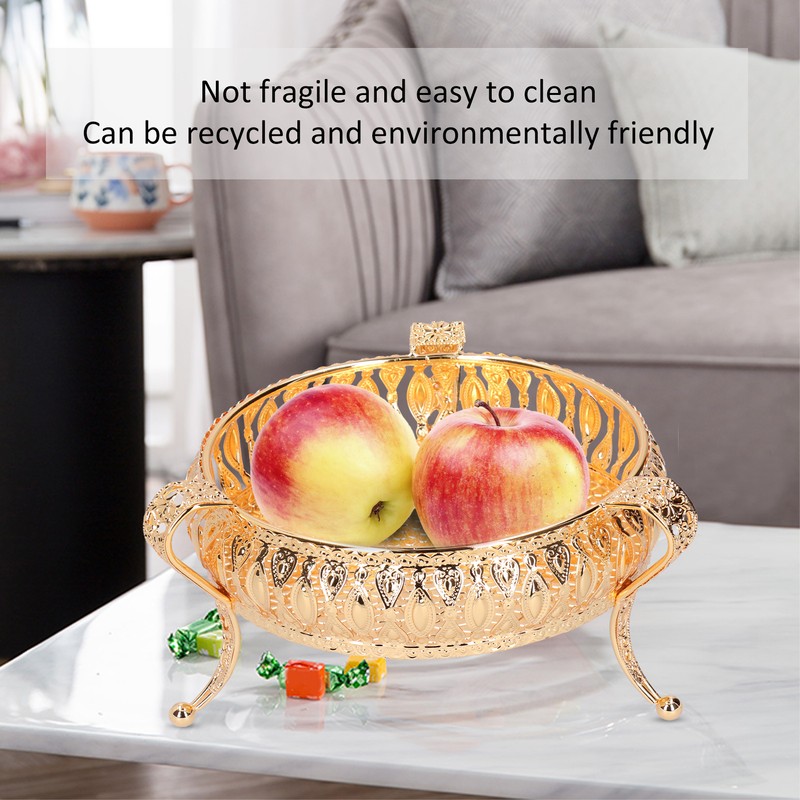 Fruit Tray Metal Round Place Snacks Small Jewelry Multifunctional Home