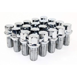 Set of 20 Veritek 14x1.5mm Chrome 24mm Thread Length 17mm Hex R12 Ball Seat Wheel Lug Bolts for Mercedes C CLS E SLC Class Factory Wheels