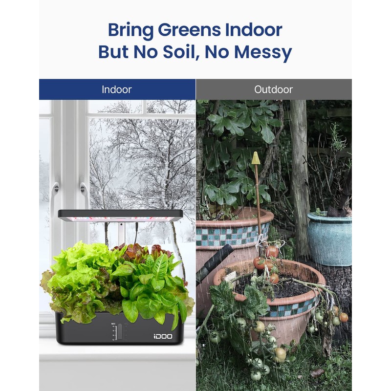 iDOO Hydroponics Growing System Kit 12Pods, Indoor Herb Garden System,