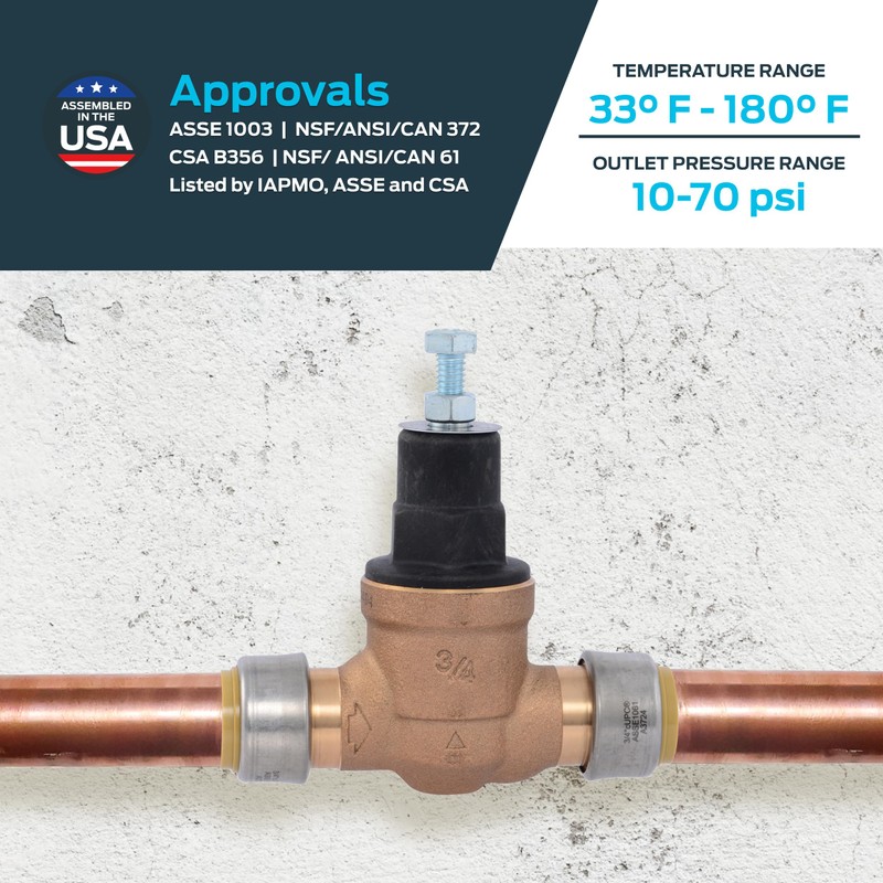 Cash Acme EB45 Pressure Regulating Valve with Disconnect Clip, Direct,