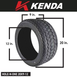 Kenda 20x9-12 Hole-N-1 Tubeless Replacement Golf Cart Turf Tires with Keychain (2 Pack)