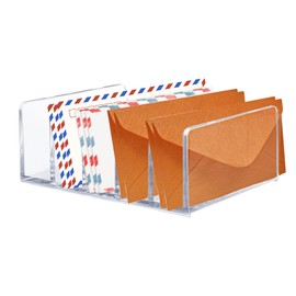 LELE LIFE Acrylic Mail Organizer for Desk, 5 Compartments Thick Clear Mail Holder Letter Sorter Countertop, Modern Office Home Desk Organizer for Envelope Fill Bill (1Pc)