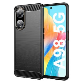 HEYUS Case for Oppo A98 5G, Oppo F23 5G, Shock-Absorption Brushed Flexible Soft Carbon Fiber Protective Cover for Oppo A98 5G, Oppo F23 5G - Black