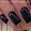 24pcs Black Glitter Press-On Nails with Glue - Medium Square