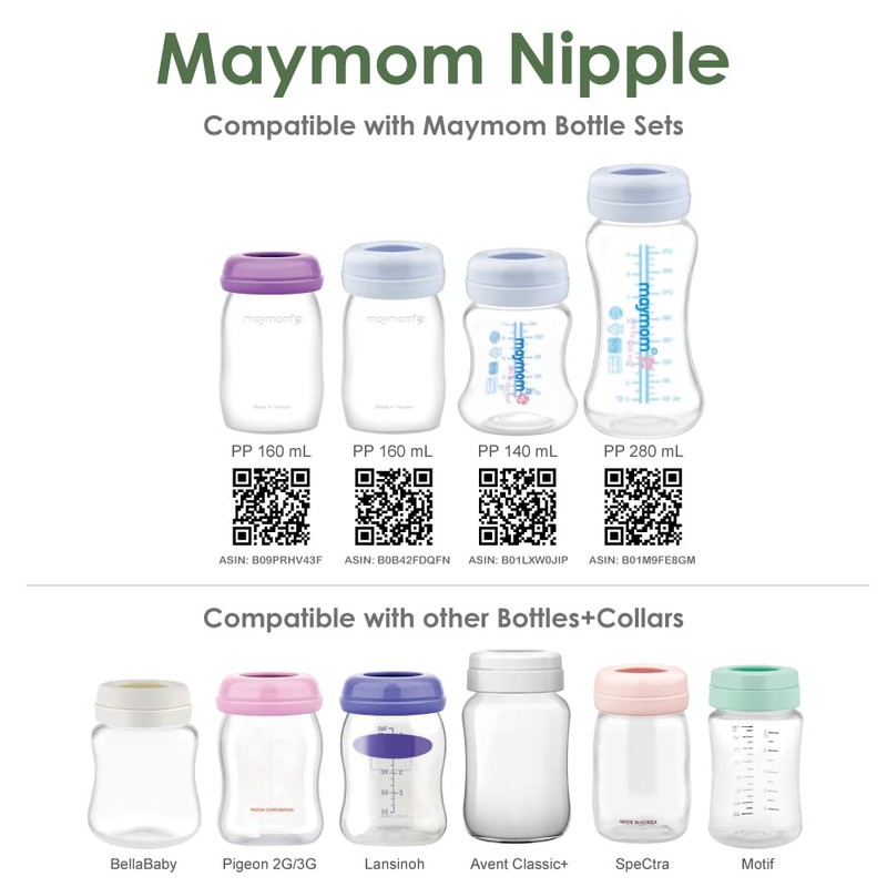 Maymom Silicone Nipple Slow Flow, 4pc; Compatible with Spectra/Motif Luna/Maymom