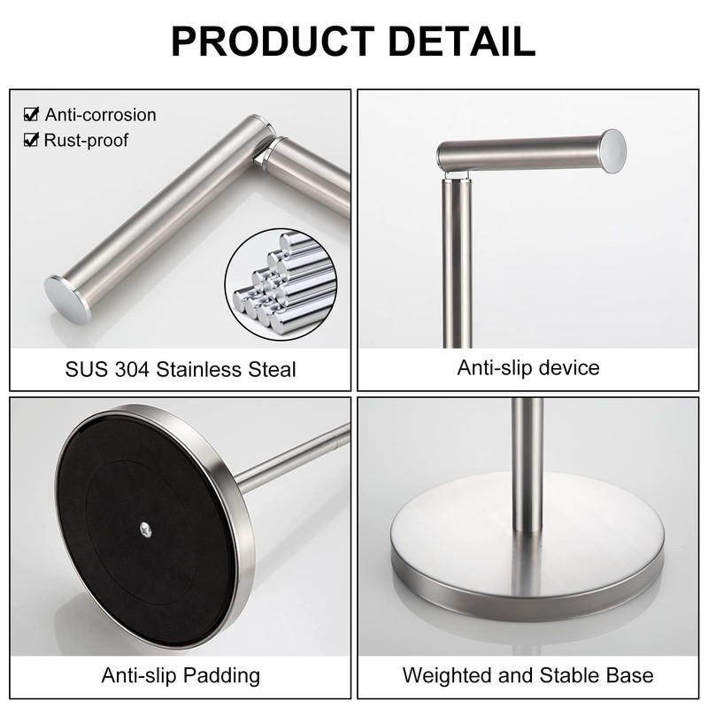 BGL Toilet Paper Holder Brushed Nickel 2 Pack Standing On