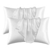 2 Pack White Silk Pillowcases, Satin Pillowcase for Hair and