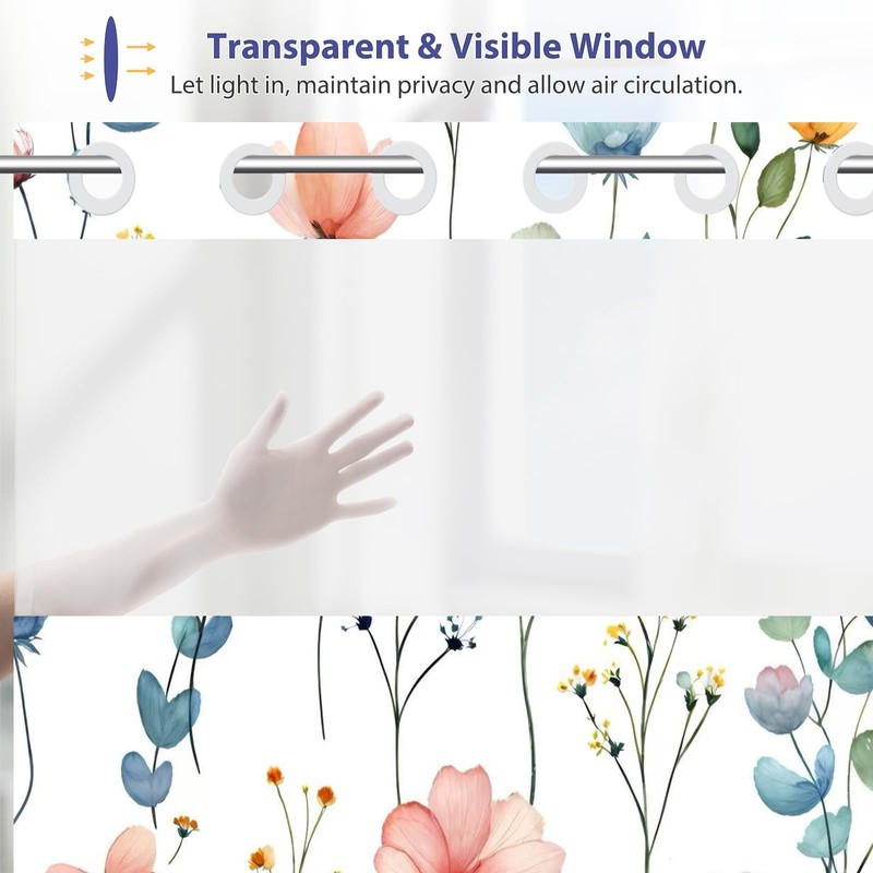 OSUNBD No Hook Shower Curtain 71 x 74 Inch, Watercolor
