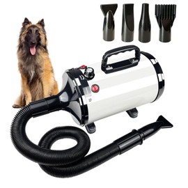 GULUQI High Velocity Professional Dog Grooming Dryer,Adjustable Temperature and Speed Hair Dryer for Pets with 4 Nozzles